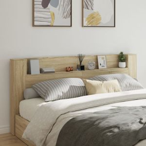 Cabecero de cama con LED roble sonoma 220x16,5x103,5 cm eso4770