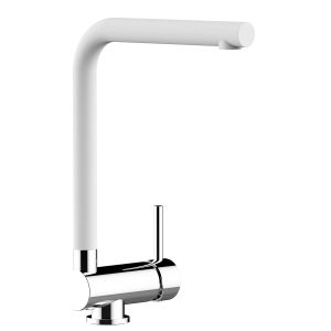 Grifo cocina abatible 6cm cromado caño blanco giratorio 360°