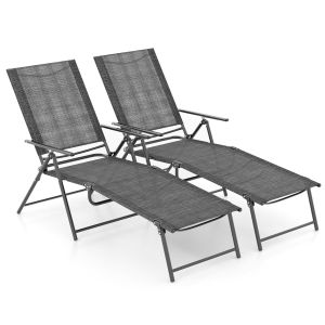 Juego de 2 tumbonas plegables 155-189 x 64 x