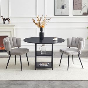 Conjunto de mesa redonda negro y gris con 2 sillas