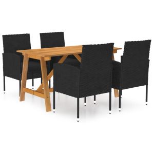 vidaXL juego de comedor de jardín 5 piezas negro