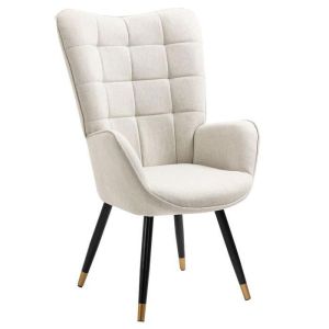 Meubles cosy - sillón escandinavo con reposabrazos en tela beige