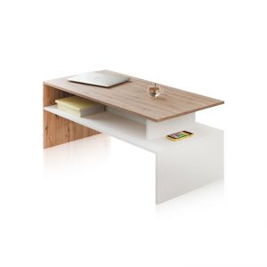 Mesa de centro rectangular 108x43 cm iris blanco artik - roble nodi