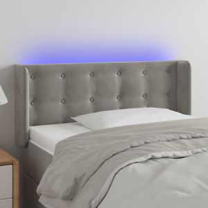 Cabecero con LED de terciopelo gris claro 103x16x78/88 cm eso1633