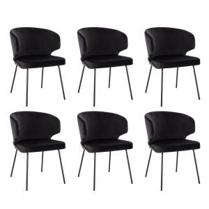 Silla de comedor de terciopelo amara - lote de 6 negro