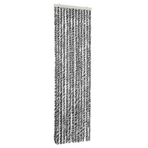 vidaXL cortina antimoscas chenilla gris negro y blanco 56x200 cm