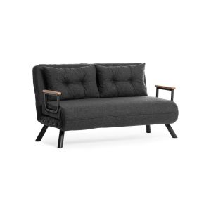 Sofá cama 2 plazas calvin, reclinable, tela gris ceniza
