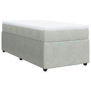 vidaXL cama box spring con colchón terciopelo gris claro 90x190 cm