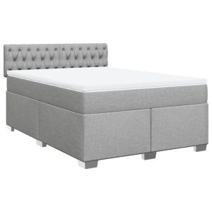 vidaXL cama box spring con colchón tela gris claro 140x200 cm