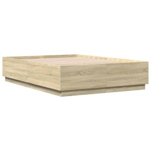 vidaXL estructura cama con luces LED madera roble sonoma 140x200 cm