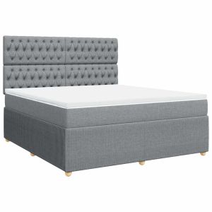vidaXL cama box spring con colchón tela gris claro 180x200 cm