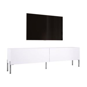 Mueble tv blanco mate - patas cromadas - 170x32x52 cm