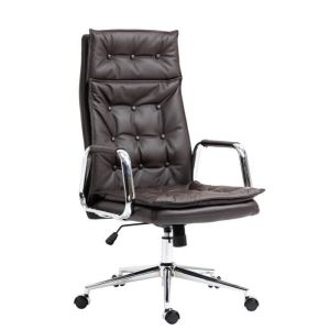 Silla de oficina de cuero marrón - 60 x 65 cm