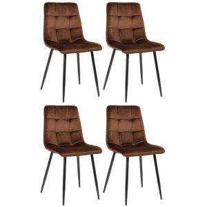 Sillas comedor tilde marrón terciopelo lote 4 - 88 cm