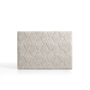 Cabecero ágata para cama de 135 de tela blanco roto 154x115x8. Matris