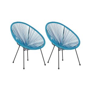 Conjunto de 2 sillas de jardín acapulco ii ratán sintético azul