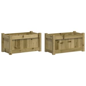 vidaXL jardineras de exterior 2 unidades madera impregnada de pino