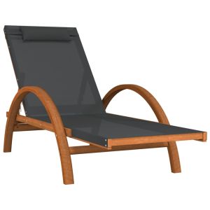 vidaXL tumbona con cojín textilene gris y madera maciza de álamo
