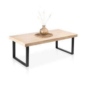 Mesa de centro natural carvalho selvagem - preto