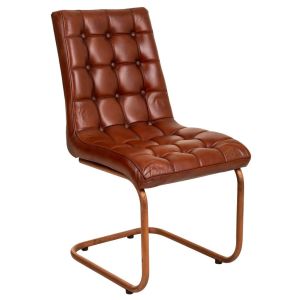 Silla de metal y piel marrón 46x46x93