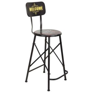 Taburete alto de metal negro 46x40x100h cn