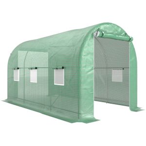 Invernadero de túnel 400x200x205 cm pe, metal galvanizado color verde