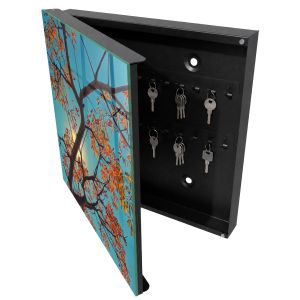 Caja para llaves diseño 30x30x5 árbol de otoño, apertura izquierda