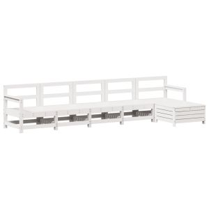 vidaXL juego de sofás de jardín 6 piezas madera maciza pino blanco