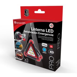 Señal de emergencia portátil triángular con 4 modos de iluminación