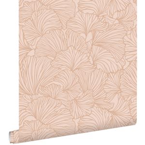 Estahome papel pintado hojas de ginkgo rosa terracota 53 cm x 10.05 m