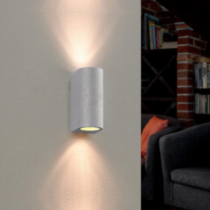 Luz de pared de plata LED ip44 doble arnés gu10