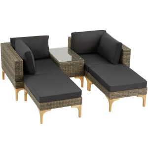 Conjunto de descanso de ratán con estructura de aluminio bellaria, beige