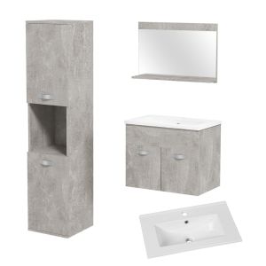Muebles baño set 30x30x131.5 cm color gris kleankin, hogar - baño