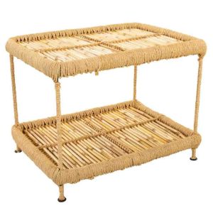 Mesa de centro de bambú y metal marrón 49x38x37