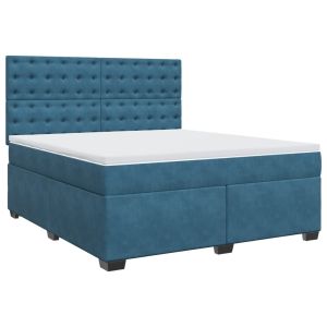 vidaXL cama box spring con colchón terciopelo azul 180x200 cm