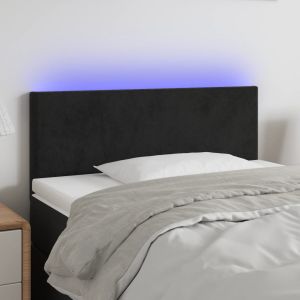 Cabecero con LED de terciopelo negro 80x5x78/88 cm eso1758