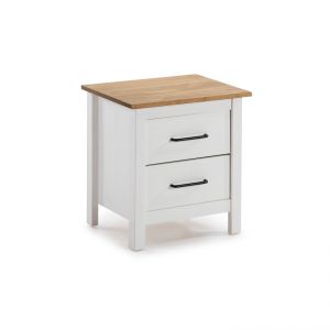 Mesita de noche de 2 cajones y patas 46x49,5 cm eira blanco - oak