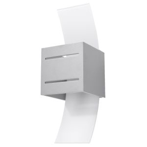 Lámpara de pared loreto 1 gris aluminio/vidrio 10x30x12cm