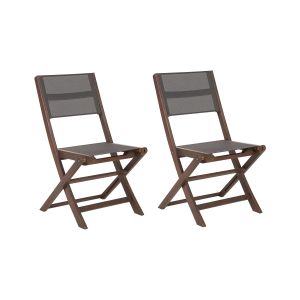 Conjunto de 2 sillas de jardín cesana madera de acacia marrón oscuro