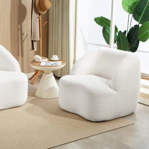 Sillón moderno individual poliéster blanco crema