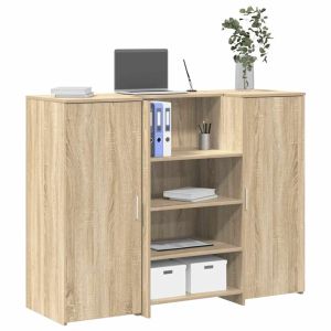 Mostrador de recepción de 135 x 50 x 103,5 cm, madera de roble sonoma