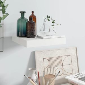 Estante flotante de pared blanco brillante mdf 23x23,5x3,8 cm