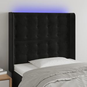 Cabecero con LED de terciopelo negro 93x16x118/128 cm eso7615