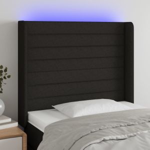 Cabecero con LED de tela negro 83x16x118/128 cm eso1697