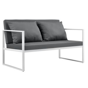 [casa.pro] sofá de jardín para exterior con cojín 70 x 114 x 60 cm - blanco