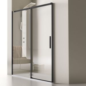 Mampara luna de ducha frontal negro mate 124-128cm