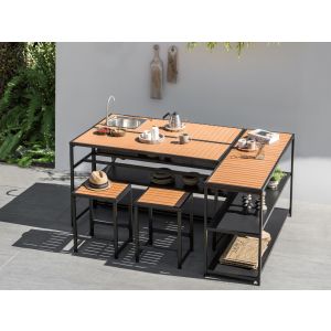 Conjunto de bar de jardín 2 plazas avetrana metal marrón/negro