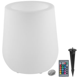 Macetero luminoso, control remoto, 16 colores y 5 modos de luz, blanco