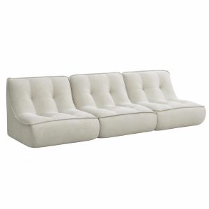 Oviala - conjunto de 3 sillones de tela 240 x 90 x 70 cm color crudo
