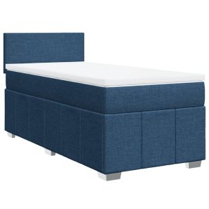 vidaXL cama box spring con colchón tela azul 100x200 cm
